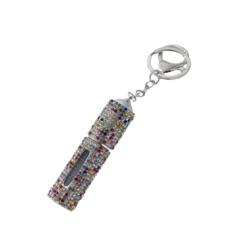 Exquisite Bottom Refillable Keychain Bottle 5ml Crystal Key Ring Atomizer Rhinestone Portable Spray Bottle For Travel