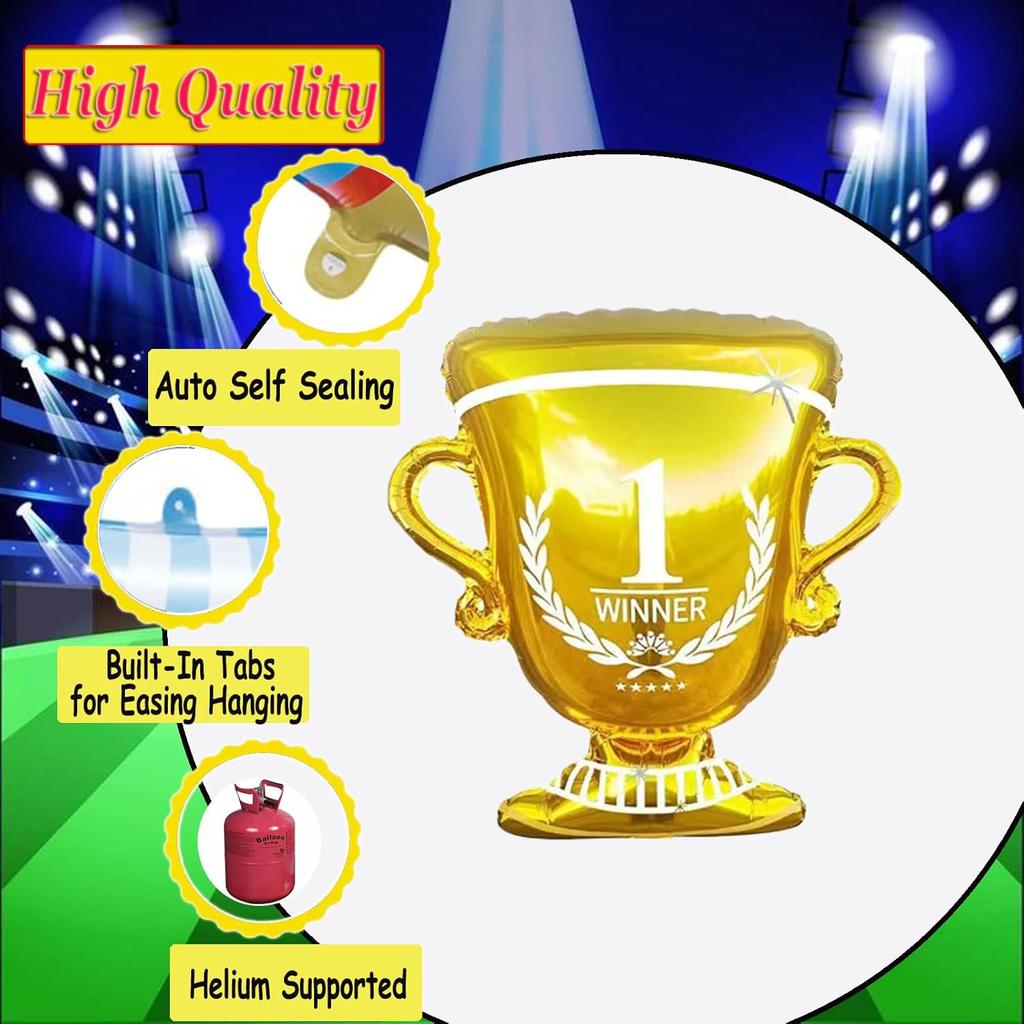 8 Pcs Soccer Balloons Set World Champion Trophy Balloon for Soccer Birthday Game Day Party Team Victory Celebration Sports Theme