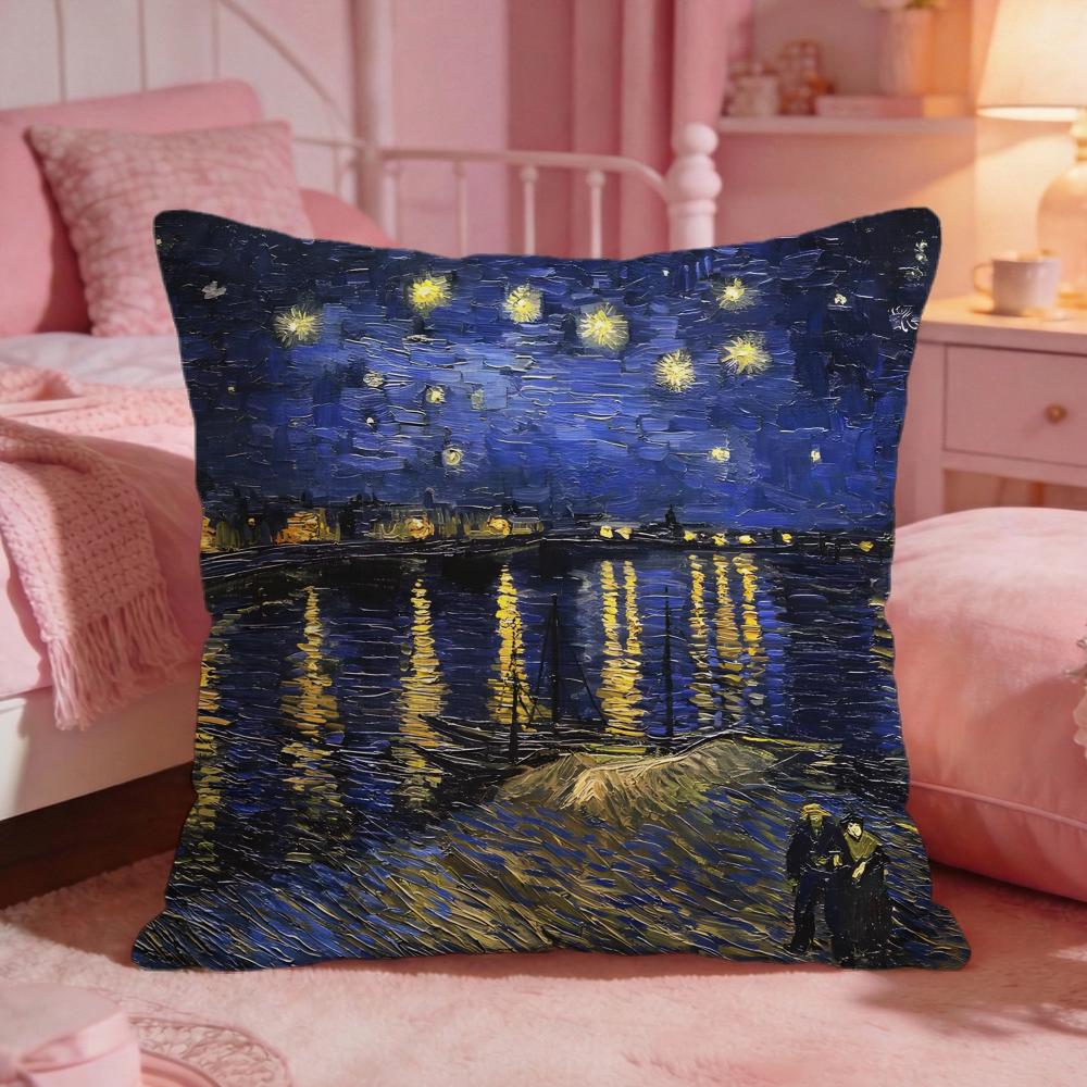 Vincent Van Gogh Art Paintings Cushion Cover Premium Comfort Reversible Pillow CoveTwo In One Design For Any Room  Car Interior