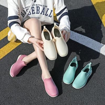 Fashion Women Elegant Shallow Mouth Rainshoes Fashion Short Tube Anti Slip Waterproof Kitchen Work Durable Casual Shoes Luxury Trend