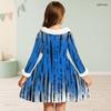 Meisjes Jurk met Hoge Hals, Lange Mouwen, Print, A-lijn, Uitlopend, met Taille Strik en Kunstbontrand