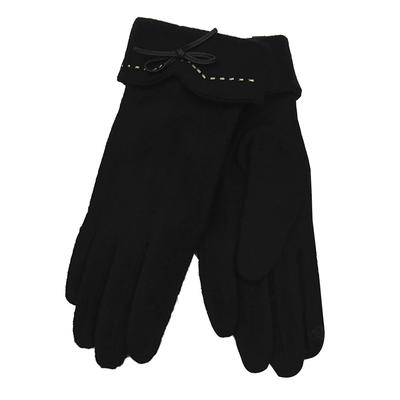 Fashion Elegant Female Cashmere Screen Gloves Winter Women Warm Cashmere Full Finger Leather Bow Gloves