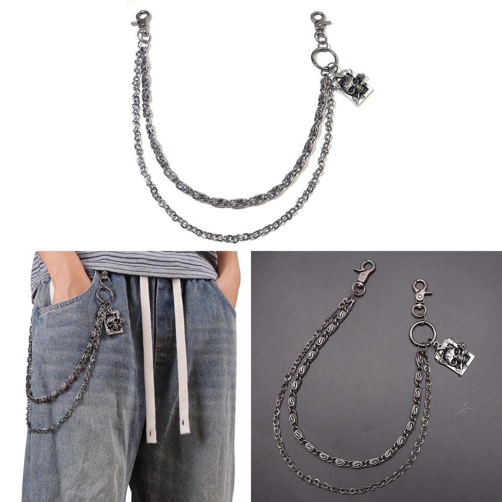 Punk Metal Halloween Waist Chain With Rose Skull Dual Layer Hip Accessory For Men And Women