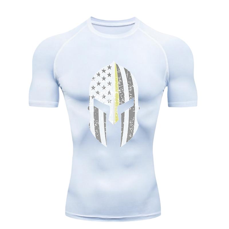 Spartan Helmet Pattern 2026 Men's Sports T-shirt Training Fitness Compression Short Sleeve Rashguard for Men