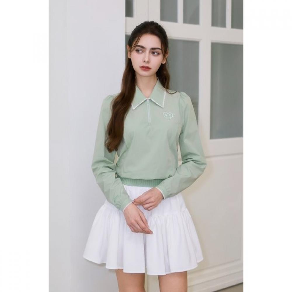 Goxo Woven Half Zip Mint Smile Heart M (55 class-66 class)