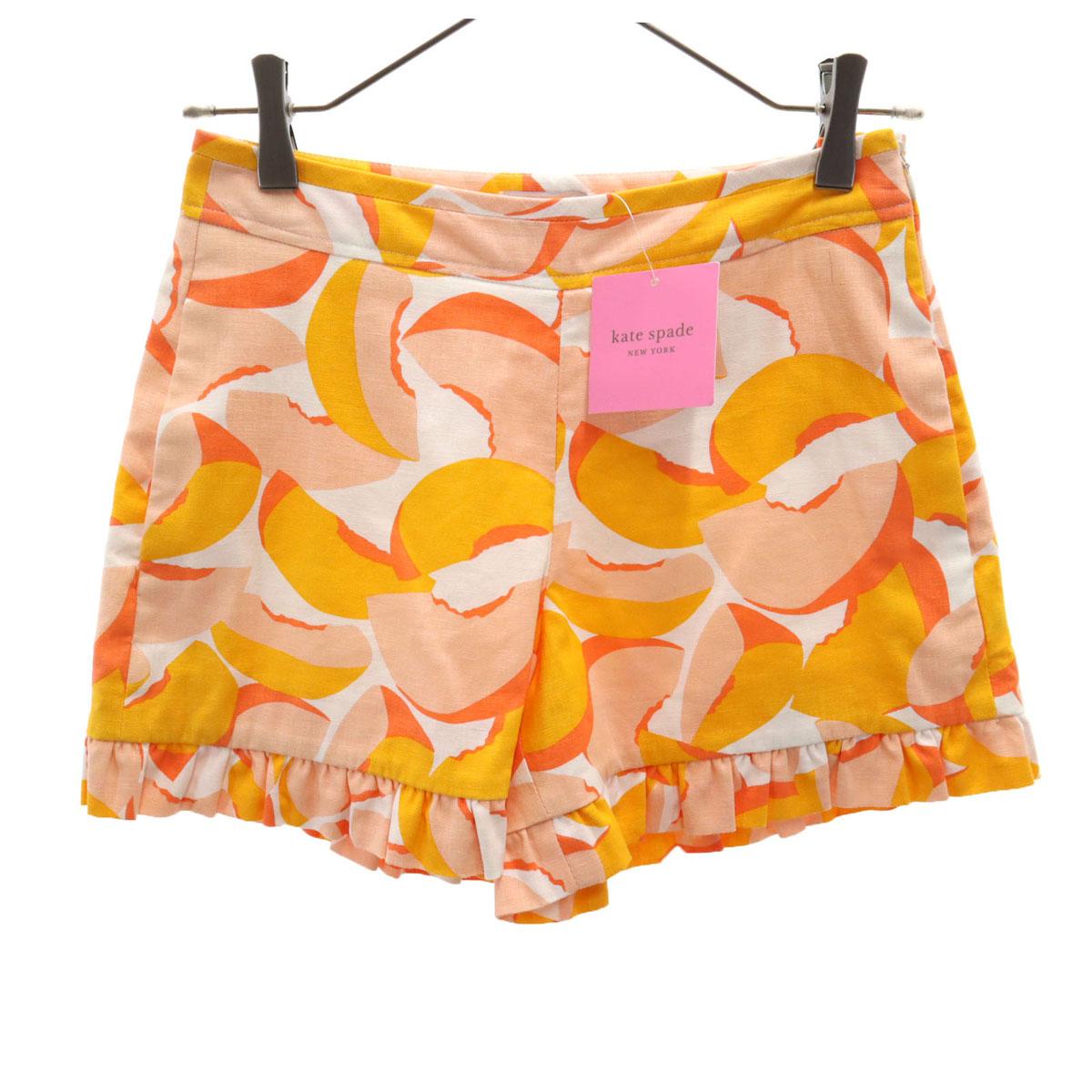 

kate spade NEW YORK Неношеные шорты из смесового льна с фруктовым узором 0 0 Желтые Женские Б/У