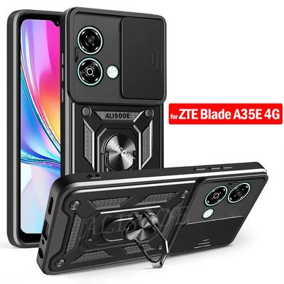 Slide Camera Cover for ZTE Blade A35E 4G Case Ring Kickstand Holder Full Protective Shockproof Phone Capa Funda
