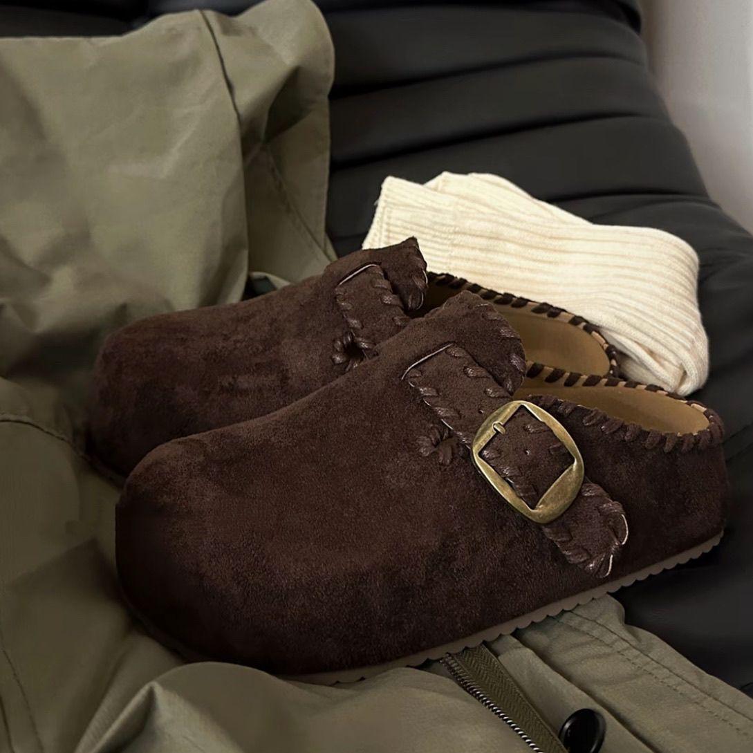 Женские 2025 Плетеные Биркенштоки на толстой подошве Ретро остроносые с внутренней платформой для осени Size 39 3800₽