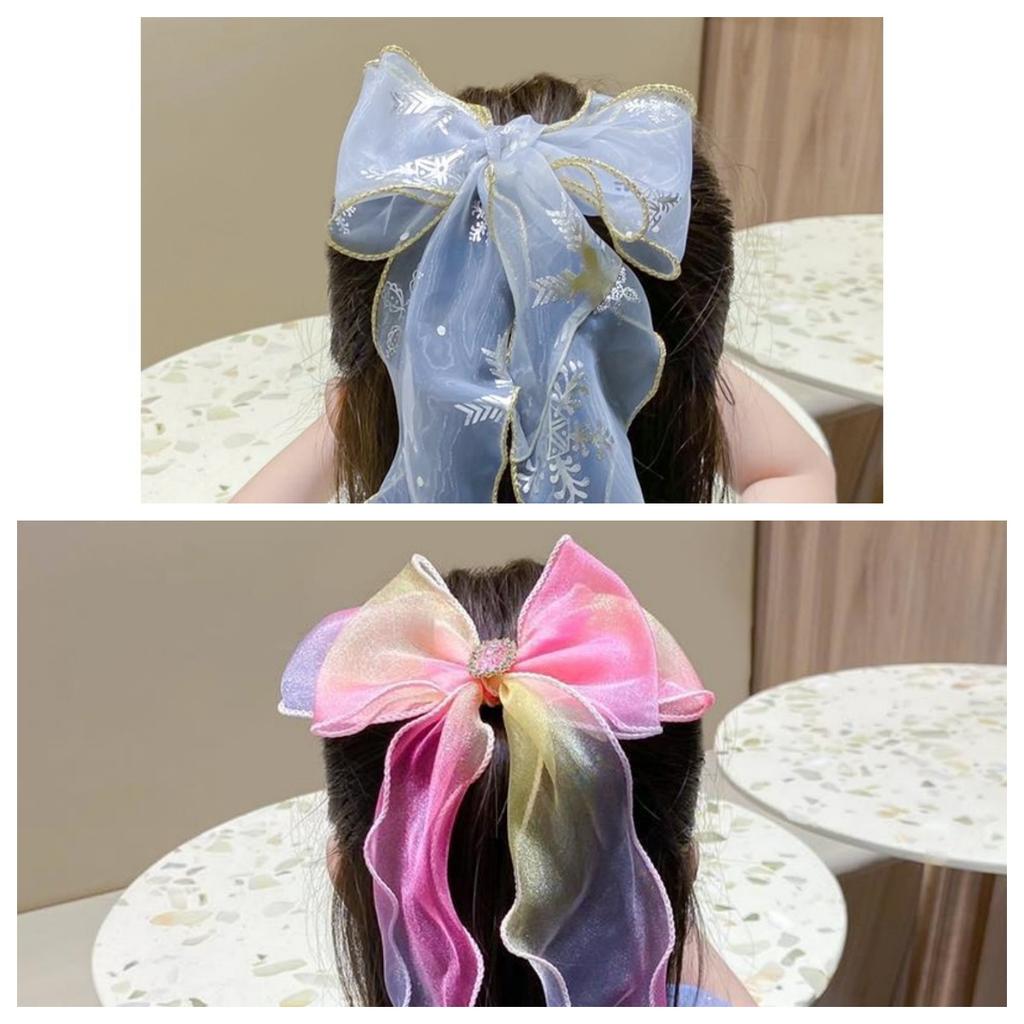 Headwear, Children's Ponytail, Ice and Snow Bow, Ribbon, Princess Mesh Hair Clip, Elsa Princess Braided Hair Accessory