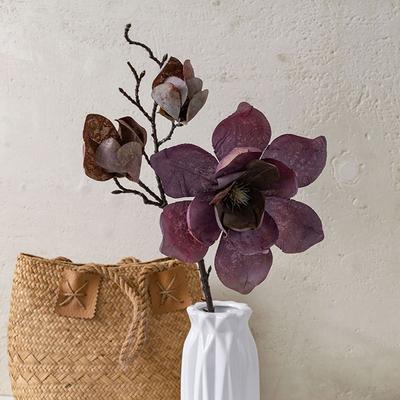 Luxury Artificial Magnolia Branch Real Touch Elegant Simulation Big Magnolia Realistic Handmade Fake Flower Party Favors
