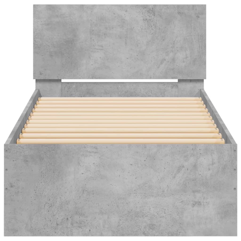 Vidaxl Bed Frame with Headboard, Concrete Grey, 75X190 Cm