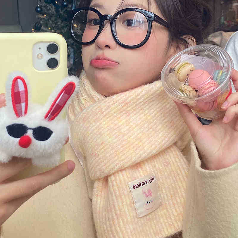 Money Rabbit Boundless, Including New Scarves, Women's Autumn and Winter Korean Version of Versatile Cute Girl Student Neck Scarf