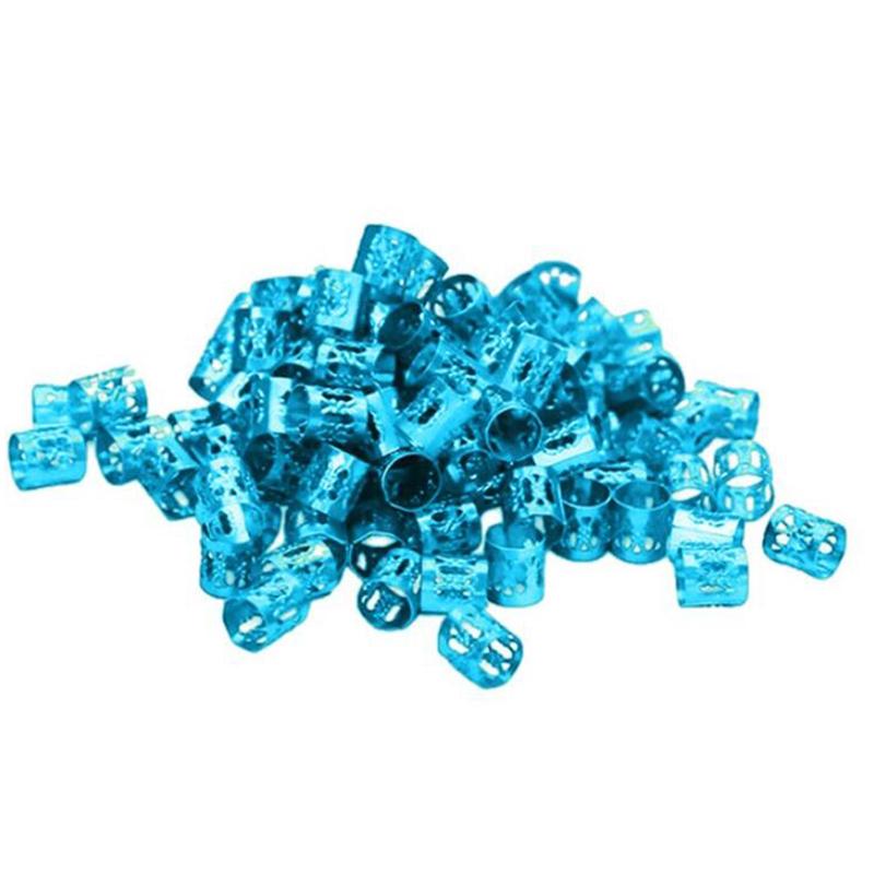 10/20/50/60/100Pcs Metal African Hair Rings Beads Cuffs Tubes Charms Dreadlock Rings clips braid spiral braid hair extension