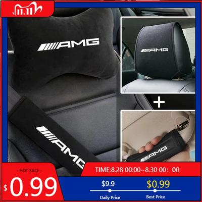 GLC GLB Car Seat Belt Protect Shoulder Pads Safety Handle Cover Headrest Neck Pillow for Mercedes Benz W212 W204 W211 W213 W210