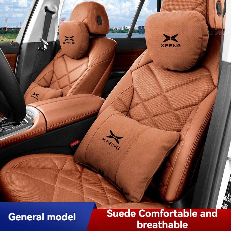 Suede Car Headrest Waist Seat Support Seat S Class Soft Car Neck Pillow For Xiaopeng Xpeng G9 X9 G6 P7 P7i P5 G3 Car Accessories