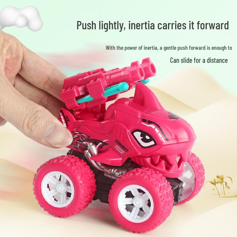 Children's Double-track Dinosaur Launch Toy Car - Drop-resistant, Inertial Baby Shark Design.