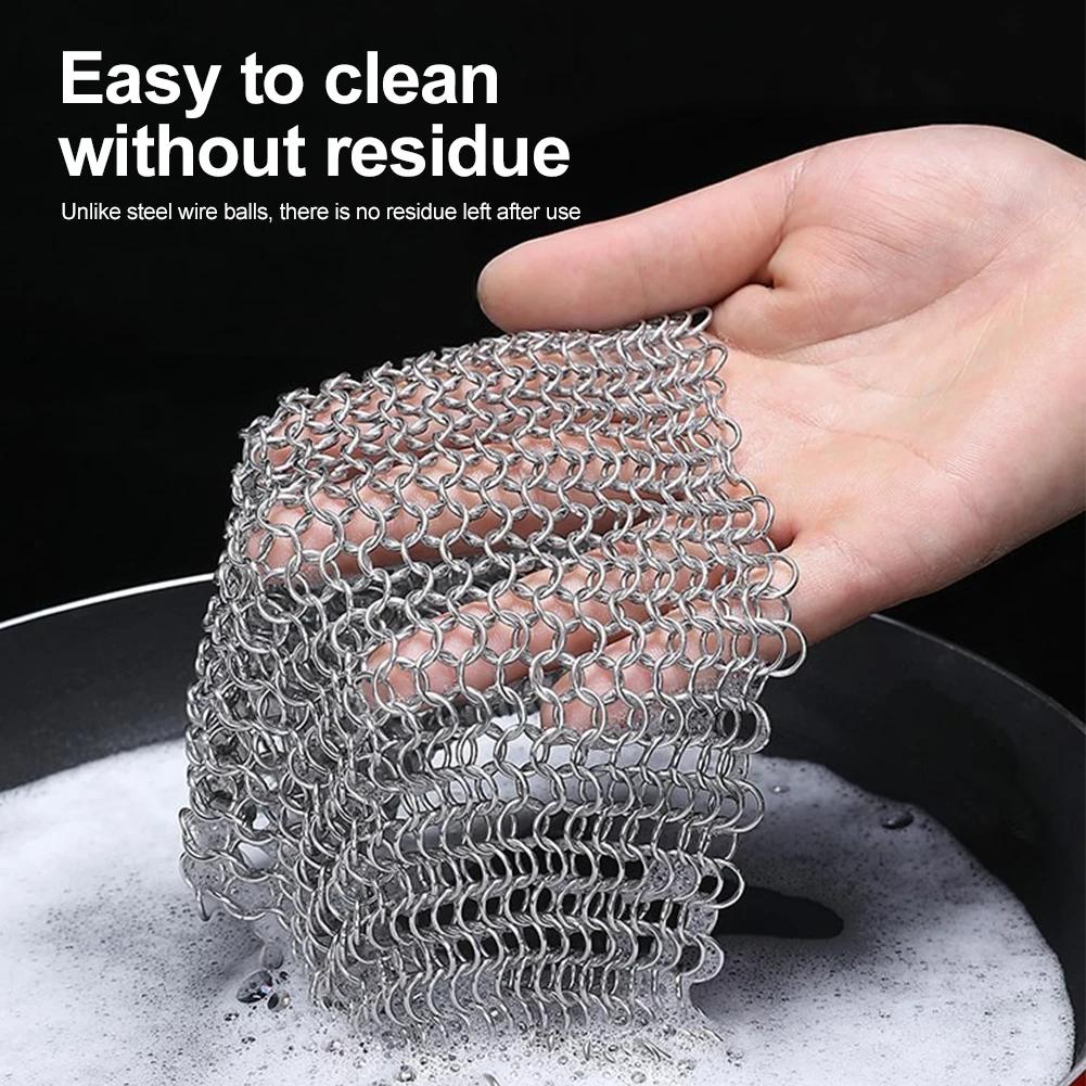 Cast Iron Cleaner with Hanging Ring Cast Iron Scrubber Stainless Steel Pot Pans Cleaning Scrubber for Griddle Skillet Dutch Oven