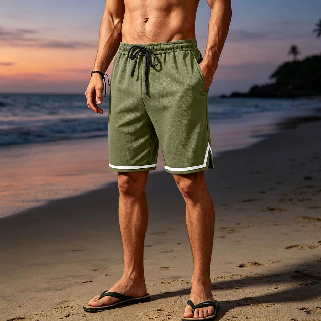 Men's Breathable Mesh Athletic Shorts Lightweight Casual Sportswear with Elastic Waistband and Drawstring for Outdoor Activities and Gym