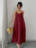 European and American Popular Elegant Black Solid Color Suspender Dress Sleeveless Vacation Style Long Dress