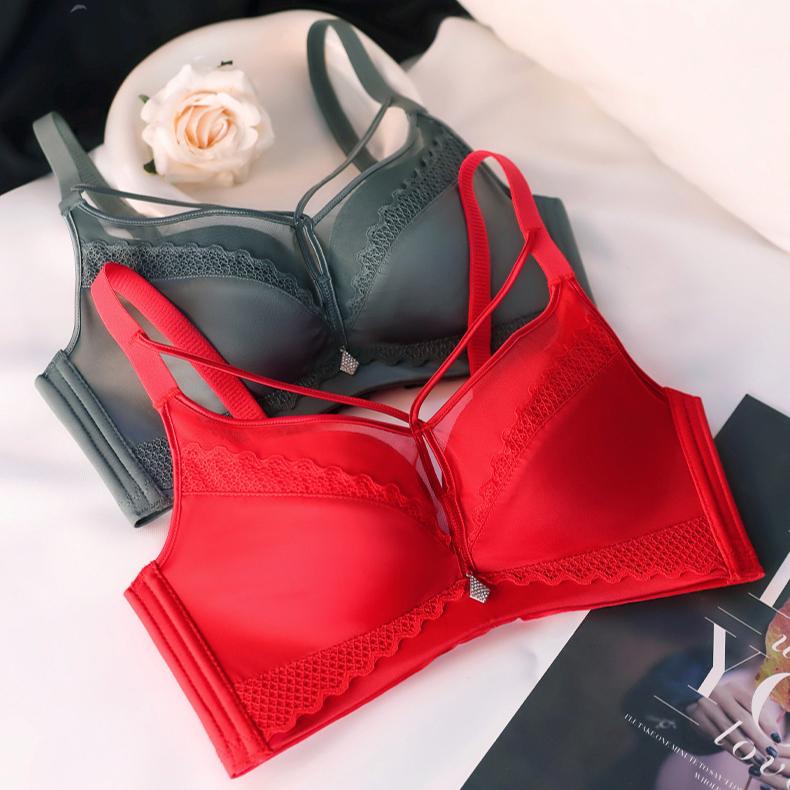 French Style Lingerie Women's Underwire Gathering Bra Adjustable Seamless Sexy Bra