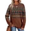 Women's Casual Long Sleeve  Round Neck Sweatshirt Fit Pleated Top