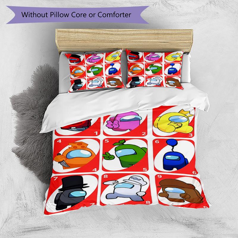 3pcs Duvet Cover Set (1*Duvet Cover + 2*Pillowcase, Without Core), Among Us Print Bedding Set, Bedroom Decor, All‑Season, Birthday Gift
