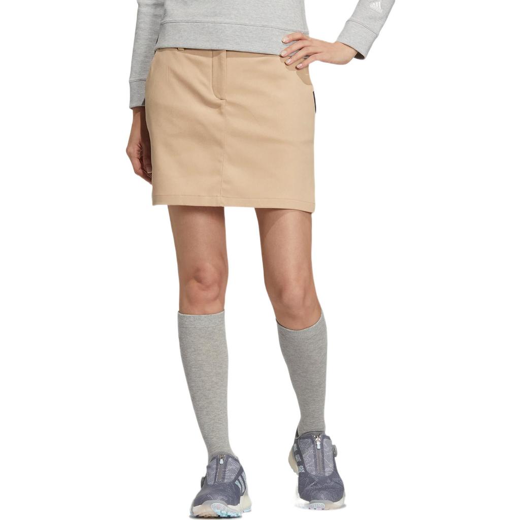 Adidas Play Green Twill Skirt Solid Color Embroidered Logo Patch Back Pocket Built-In Shorts Sports Casual Skirt Women Skirts Brown HC3780