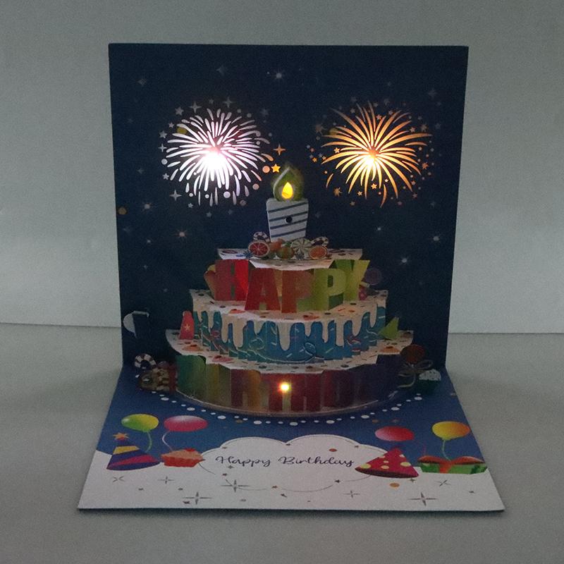 Birthday Cards Lights And Sound Pop Up Happy Birthday Card Fireworks Birthday Greeting Cards 3D Pop Up 3D With Envelope