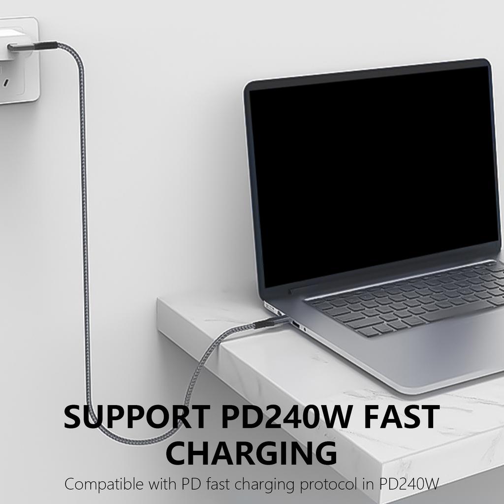 30cm-2m 40Gbps Data Transmission Wire Type C Straight Head To Elbow Extension Line 8K Video and 240W Fast Charging Cord