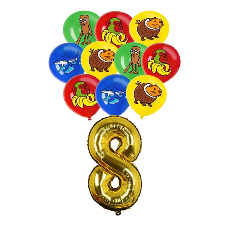 17pcs Italian Brainrot Theme Kids Birthday Party Supplies Tung Tung Tung Sahur Balloon Funny Meme Anime Home Decorat Gift 2025