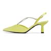 Charles & Keith PU Half Gem Chain Pointed Toe High Heel Sandals Women sandals Mustard-Yellow CK1-60280331_LIME