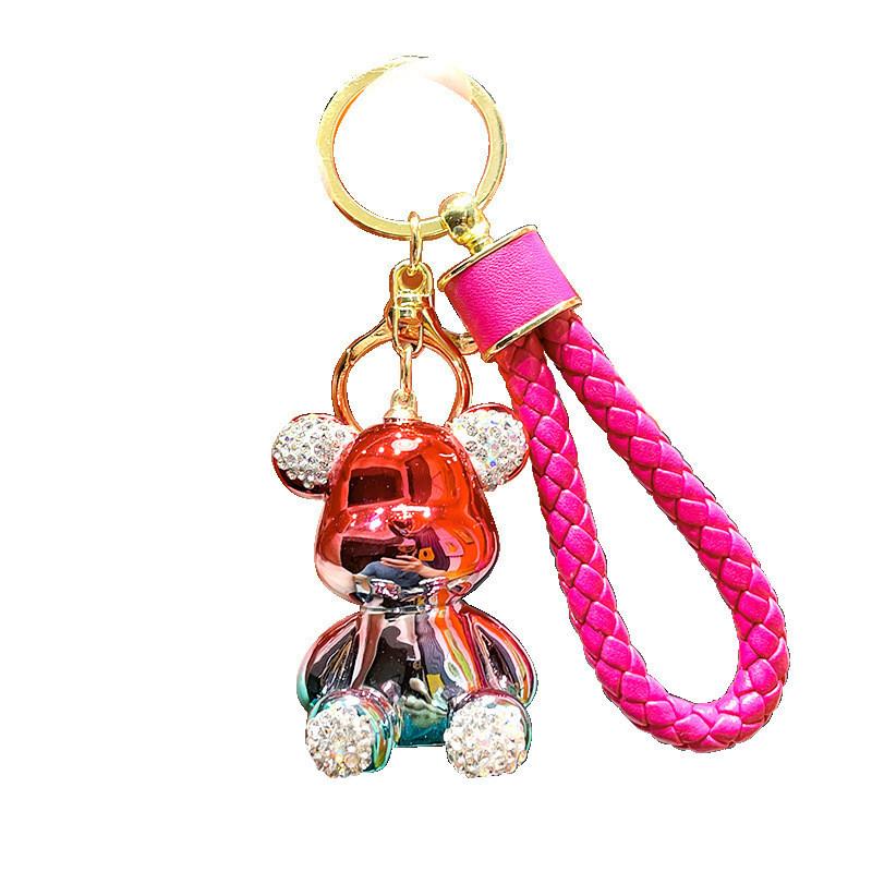 Bear Resin Cartoon Keychain With Lovely Rhinestones Ideal For Gifts Various