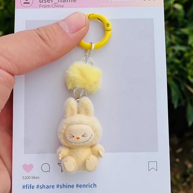 

Мини Флок Лабубу Каваи Частицы Брелок Сумка Шарм для Мобильного Телефона Брелок Подарок