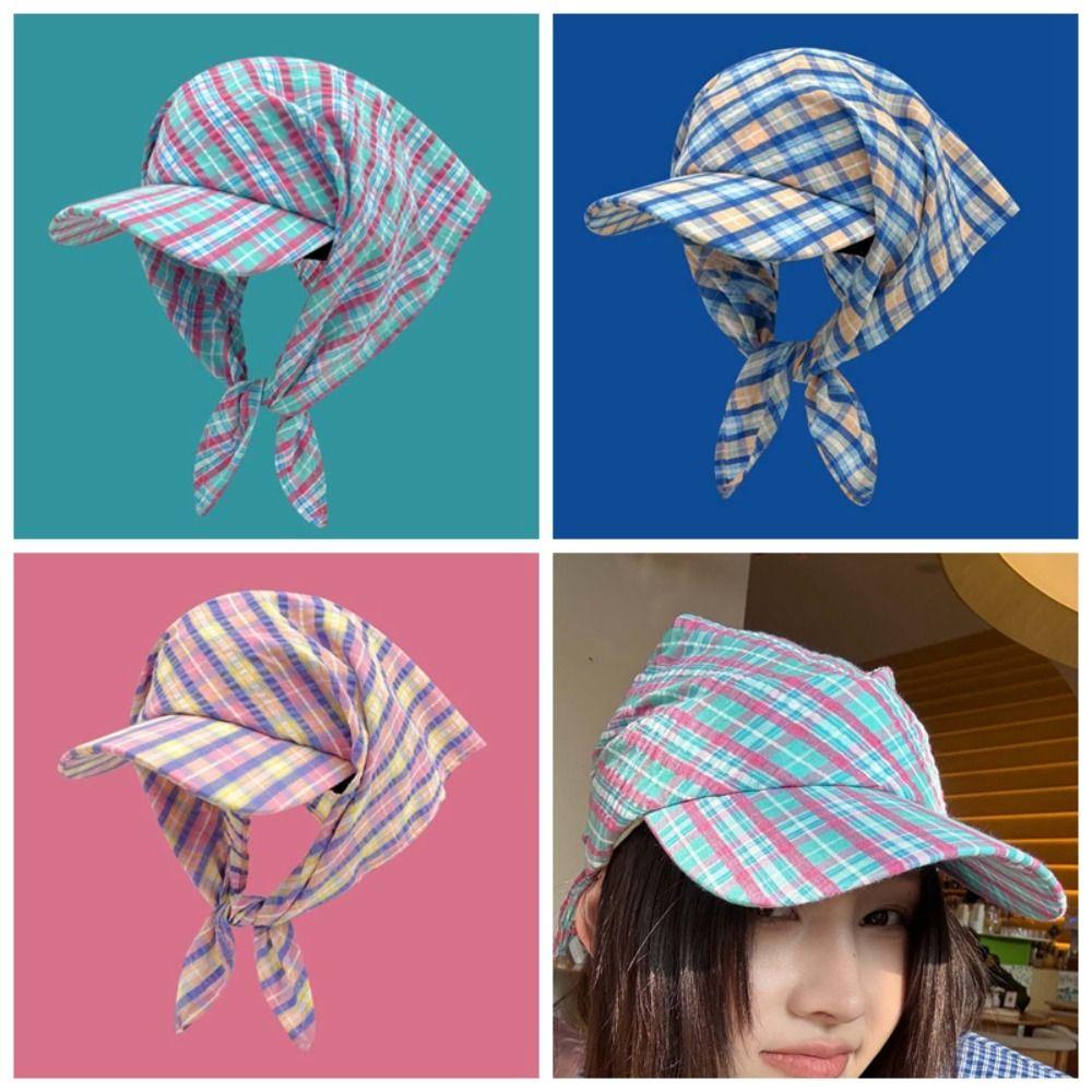 

Korean Style Headscarf Baseball Hat Dopamine Strappy Bandana Cap Driving Scarf Peaked Cap Outdoor синій