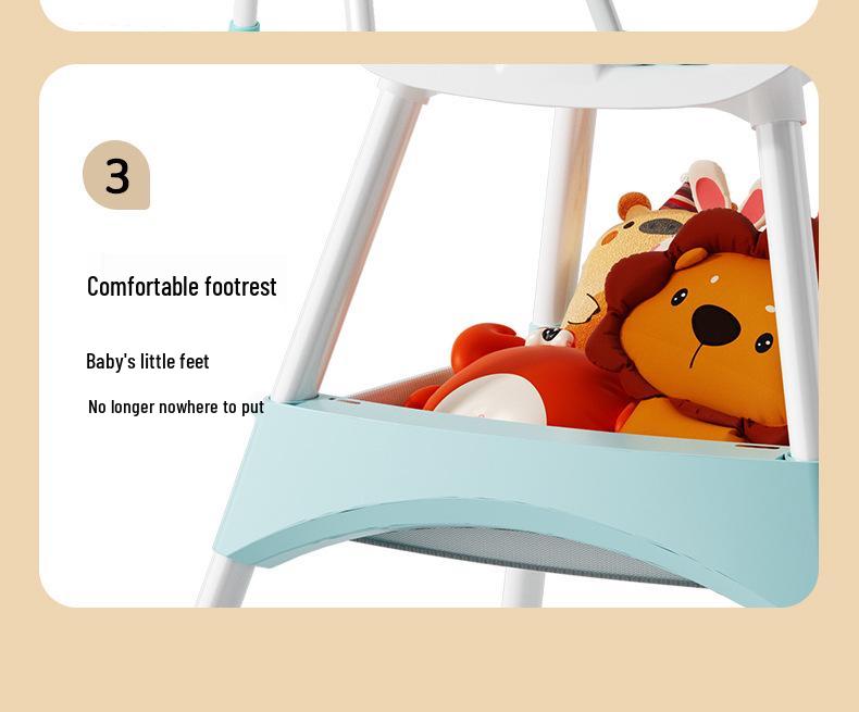 Adjustable Portable High Chair for Infants - Foldable Children's Dining Seat with Double Layer Tray