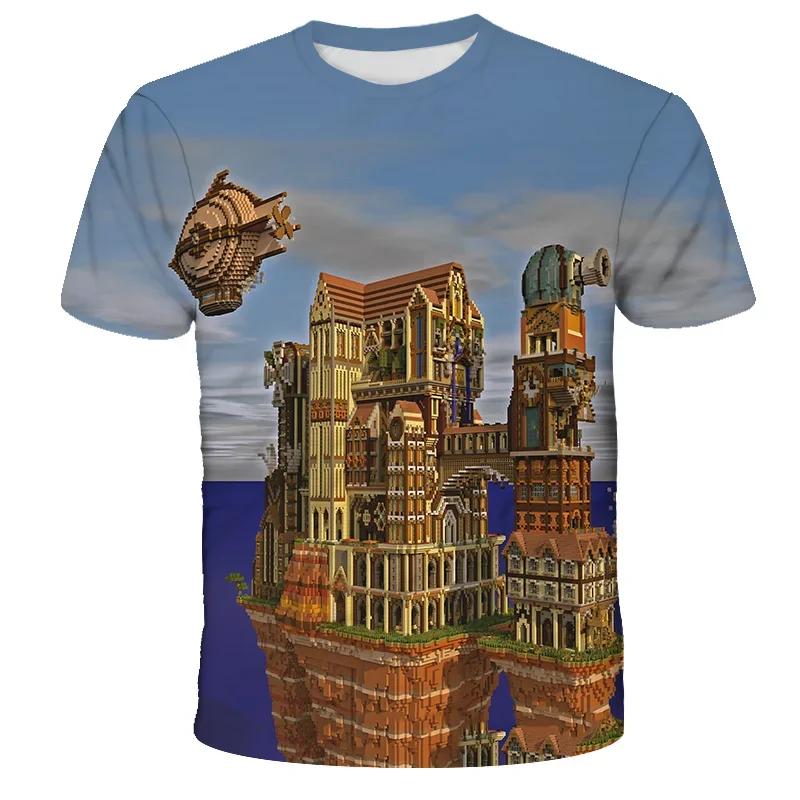 Boys T Shirt Minecraft 3D Printed Casual Summer Cute Boys Girls Building Blocks Cartoon T-shirt Popular Tops Inside Outside Mc