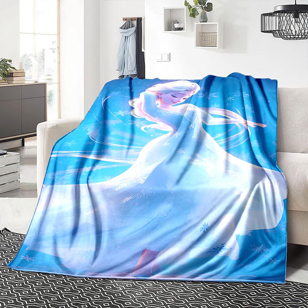 1Pc Elsa'S Winter Fantasy Blanket For Couch Bed Plush Cozy Fuzzy Blanket Super Soft Warm Blankets For Fall And Winter 091871