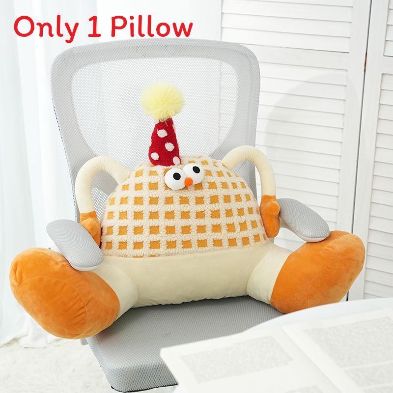 Cozy Monster Cartoon Plush Lumbar Pillow With Breathable Outer Cover For Girls Bedroom Lounge