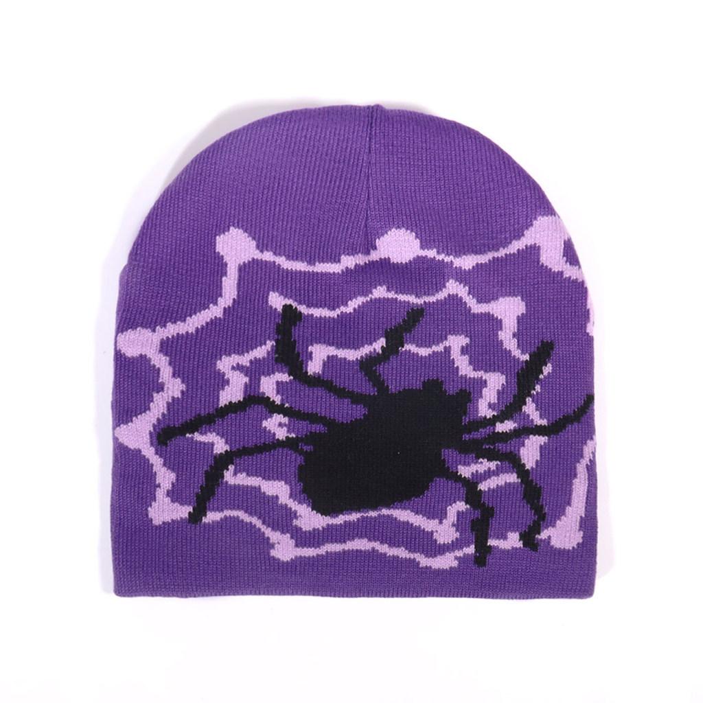 Spider Pattern Knit Beanie With Warmth For Winter Outdoor Casual Wear