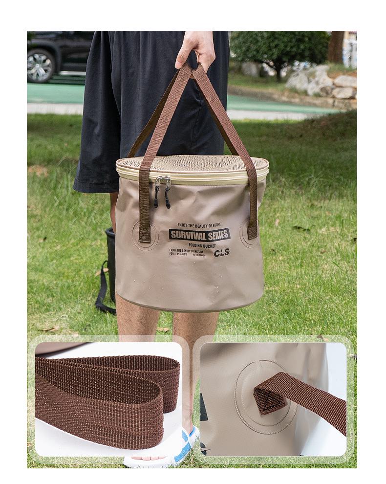 Teleskop-Klappeimer für Camping und Angeln mit Abflusskorb