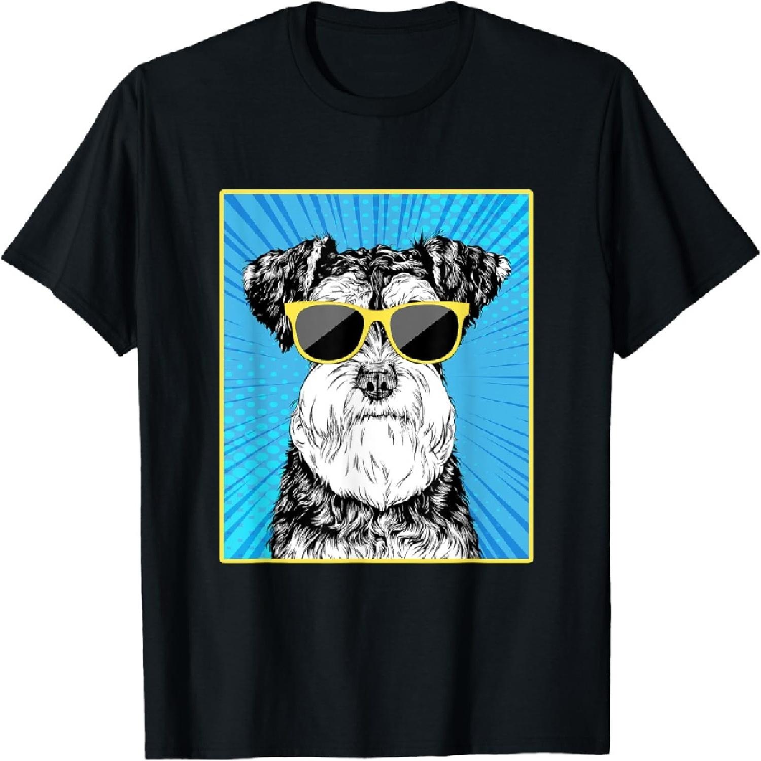 

Schnauzer Portrait Pop Art Dog with Sunglasses T-Shirt XXXXXL різнокольоровий