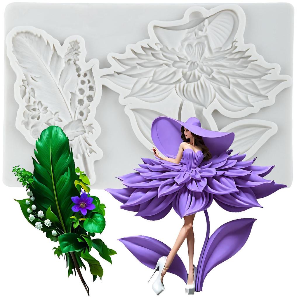 Flower Fairy Silicone Molds Dancer Goddess Feather Girl Fondant Mold Cake Decorating Tools Cupcake Topper Candy Resin Clay Chocolate Gumpaste Mold