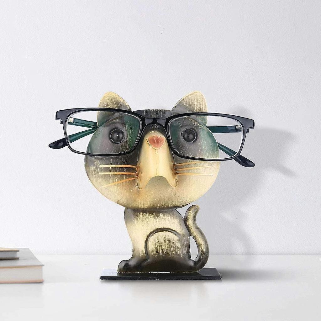 Spectacle Holder Metal Eyeglass Eyewear Rack Animal Sculpture Eyeglass Display Stand (Cat Shape)