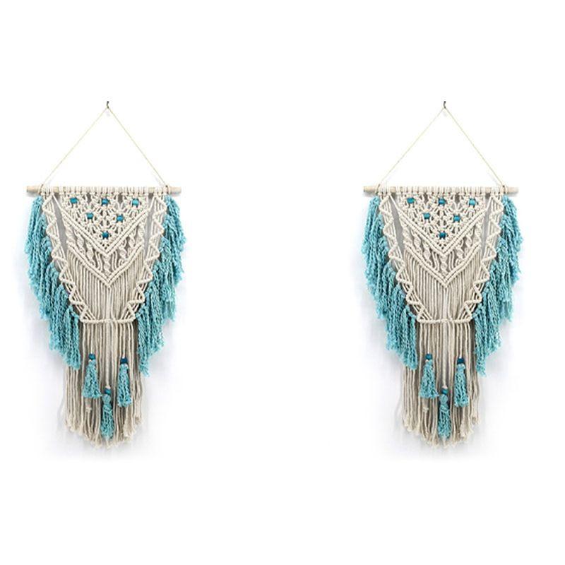 

ABUL-2X Wall Hanging Macrame Curtain Bohemian Hand Woven Tapestry Perfect Door Curtain Macrame 45 X 75Cm