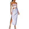 2024 European & American Glitter High-End Swimsuit with Hollow-Out Design & Skirt Set for Beach Vacations