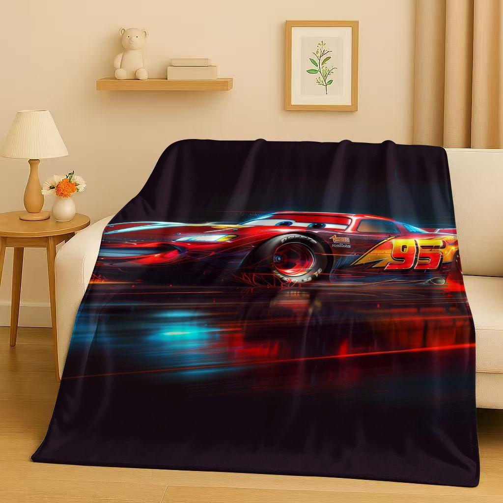 Sanrio Cartoon Cars Lightning McQueen Christmas Gift Flannel Blanket,Ultra Soft Plush Throw for Home Bedroom Bed Sofa Cover Kids
