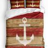 Vintage Old Wooden Planks Texture Anchor Duvet Cover With Pillow Case Custom 3pc Bedding Set Quilt Cover Double Bed Home Textile