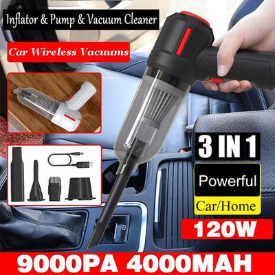 3 In 1 Wireless 9000Pa Car Vacuum Cleaner Handheld Dust Collector 120W Strong Suction Portable Vacuum Cleaner for Car Home Desktop Cleaning