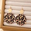 Women's Earrings, Exaggerated Geometric Round Leopard Print Pattern Earrings, Suitable for Daily Wear and Vacation Wear