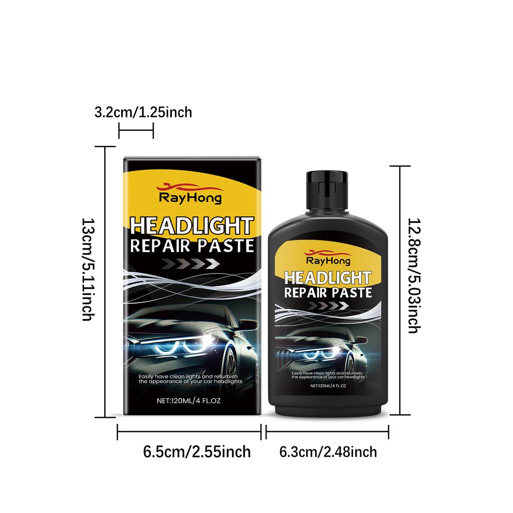 Rayhong 120ml Scheinwerfer-Pflegemittel für Oberflächenoxidation, Reinigung, Dekontamination, Politur und Aufbereitung von Scheinwerfern